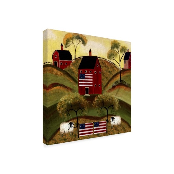 Cheryl Bartley '4Th July Sheep Red Barns' Canvas Art,18x18